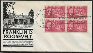 Usa 1945 - 46 First Day Cover,  Block Of Four,  Franklin D.  Roosevelt Issue