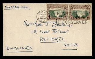 Dr Who 1950 Southern Rhodesia Salisbury Surface Mail To England Pair E50729