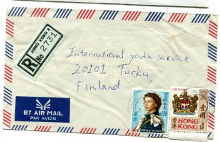 Hong Kong 8 Registration Label Hennesy Road Postmark On Cover To Finland