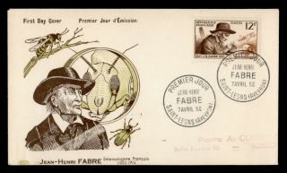Dr Who 1956 France Jean - Henri Fabre Entomologist Fdc C130032