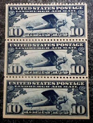 Buffalo Stamps: Scott C10a Booklet Pane,  Nh/og & Vf,  Cv = $95