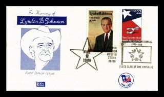 Dr Jim Stamps Us Lyndon B Johnson Kolor Kover Texas Combo Fdc Cover Scott 2204