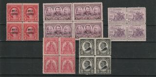 Mnh - Lot - 5 Different Blocks Of 4 Stamps
