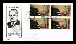 Dr Jim Stamps Us Lyndon B Johnson Colonial Cachet Fdc Cover Block Scott 1503