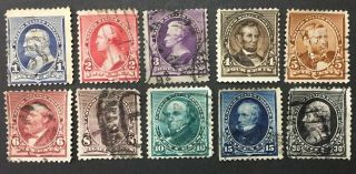 Usa 1890 Stamp Set To 30c All Vfu Hinged (10 Stamps) 1,  2,  3,  4,  5,  6,  8,  10,  15,  30c 