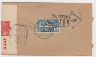 Ww2 Kuwait Gulf 1942 Censor Cover To Bombay Join A.  R.  P.  Services