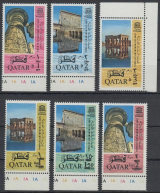 1966 Qatar /mnh Mi.  178/83 Currency Ovpt.  Nubian Monuments [cd315]