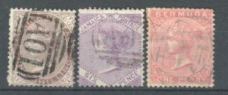 Jamaica 27 Qv Stamps,  All By Numeral Cancels,  Ca.  1880 - 1900