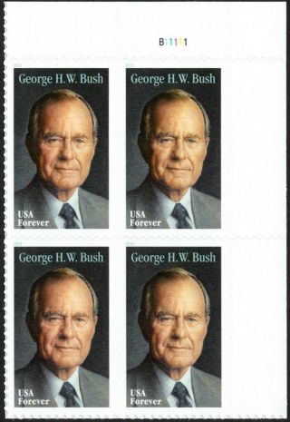 Usa Sc.  5393 (55c) George H.  W.  Bush 2019 Mnh Plate Block