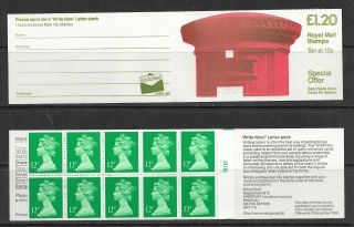 1986 Fj4 £1.  20 Booklet Write Now Pillar Box Right Selvedge Cylinder B10