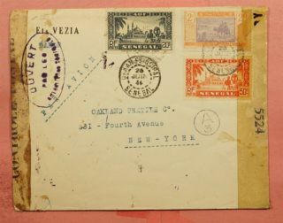 1944 French West Africa Senegal 154 171 Dakar Airmail To Usa Wwii Censored