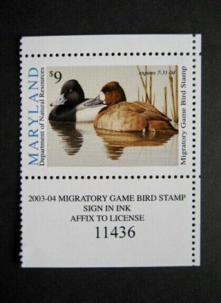 2003 Maryland State Duck Migratory Waterfowl Stamp Mnhog