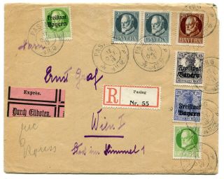 Germany Bayern / Bavaria 1919 Pasing Cds - Registered Express Cover To Austria