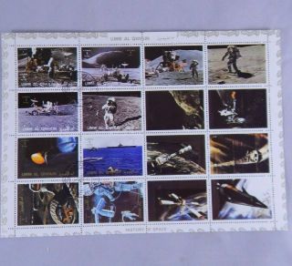 Vintage Umm Al Qiwain History Of Space Stamp Sheet 1973 United Arab Emirates Uae