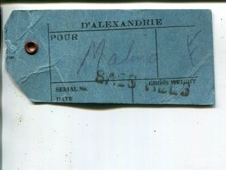Egypt Mail Bag Tag For Empty Bags From Alexandria To Malmö,  Sweden,  Ca 1955