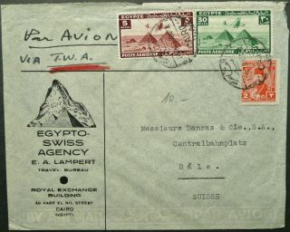 Egypt 14 Dec 1946 Airmail Postal Cover From Cairo To Bale,  Switzerland - See