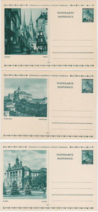 Germany Dr B.  &m.  1939 P.  St.  Pict.  Cards (3) P 6/03,  06,  07