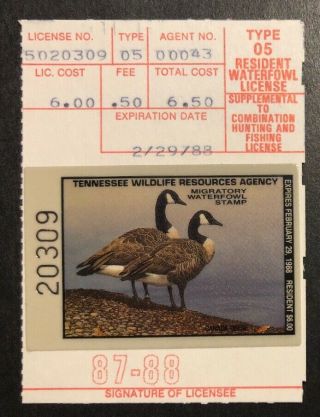 Tdstamps: Us Tennessee Duck Stamps On - License