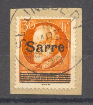 Saar,  1920 Bavaria Overprint,  30 Pf. ,  Vf,  On Small Piece,  No Faults