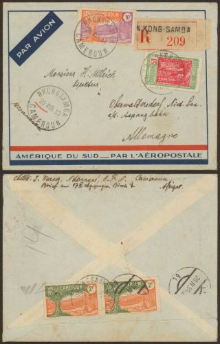 Cameroon 1939 - Registered Air Mail Cover To Germany 34689/9