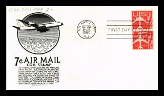 Dr Jim Stamps Us 7c Air Mail Coil Cs Anderson First Day Cover Pair Scott C61