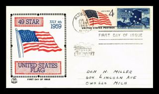 Dr Jim Stamps Us 49 Star Flag Tri Color Cachet Combo Fdc Cover Air Mail