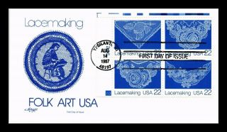 Dr Jim Stamps Us Lacemaking Folk Art First Day Cover Block Of Four