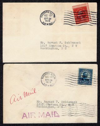 1928 Hawaii Overprints Set Of 2 4 Envelopes - Scott 647 - 648 Pb391