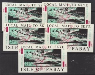 5 X Pabay 1967 Europa,  Birds,  Geese,  Map Overprint 2/6d Minisheets Unm / Mnh
