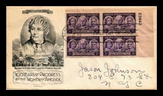Dr Jim Stamps Us 100 Years Progress Of Women Fdc Cover Scott 959 Plate Block