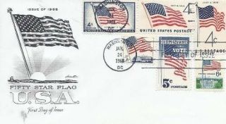 1338 6c Flag Over White House - 6 Stamp Combo Fdc