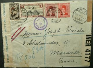 Egypt 29 Jul 1941 Airmail Cover From Cairo To Marseilles,  France - Censored