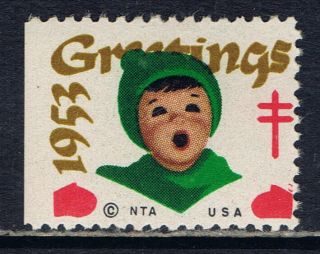 United States 1953 (5) Christmas Seal - Child Singing Christmas Carols Mnh