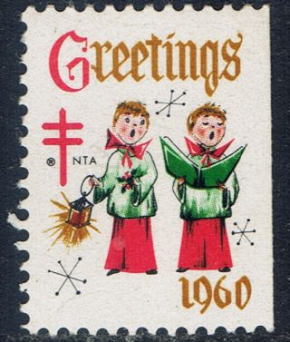 United States 1960 (1) Christmas Seal - Girls Singing Christmas Carols Mnh