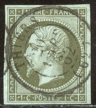 France 12 - 1860 1c Olive Green ($70)