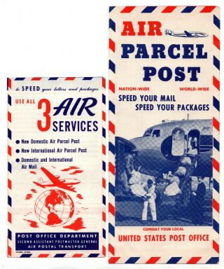 Vintage Us Air Parcel Post Transport Pamphlet Domestic International Rate 1274