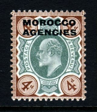 Morocco Agencies King Edward Vii 1907 Overprinted 4d.  Brown/chocolate Sg 34