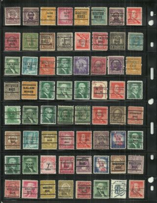 64 Different Massachusetts Precancel Stamps - Andover To Worcester