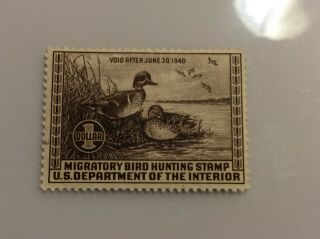 Rw6 1939 - 1940 Us Federal Duck Stamp - Og Lh Xf,