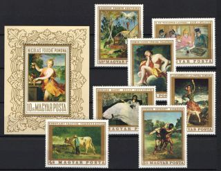 Two In One - Hungary 1969.  Paintings Vi.  Set,  Sheet Garniture Mnh