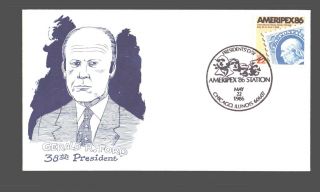 Us Fdc 22 May 1986 Cachet Gerald R Ford 38th President Chicago Il Fancy Cx