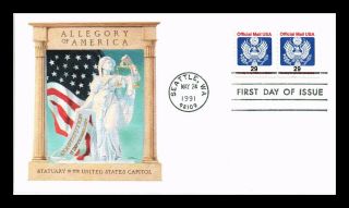 Dr Jim Stamps Us Allegory Of America Official Mail First Day Cover Pair