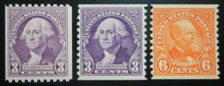 U.  S.  Stamps:scott 721,  - 723,  3c,  & 6c,  The Regular Issue Coils Of 1932,  Oghr
