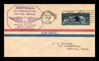 Dr Jim Stamps Us Fort Worth Texas Air Mail First Flight Cover 1928