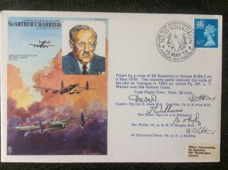 Raf Vulcan Flown & Signed Fdc - Famous Pilots - Sir Arthur T Harris (bomber) Ww2