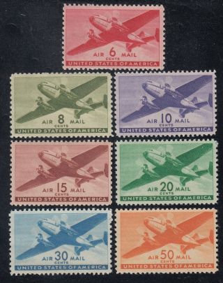Tdstamps: Us Airmail Stamps Scott C25 - C31 (7) Nh/h Og