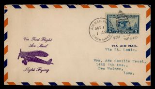 Dr Who 1929 Omaha Ne First Flight Air Mail Night C119561