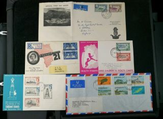 Bc Fdc Cover 1948 - 1961 A Group Of 5 Fdc From Falklan,  Zealand,  Anguilla