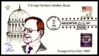 199 President George H.  W.  Bush Inauguration Day Pugh Hand Painted Cover