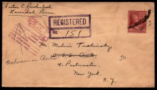 1942 Registered Cover 18 Cents Prexie Single Franking Return To Writer Marking